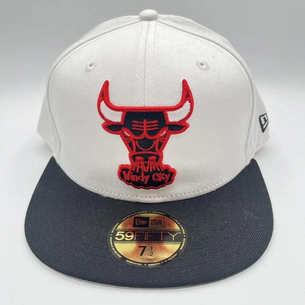 Chicago Bulls New Era 59FIFTY Hat Cap Fitted 7 1/2 NBA Windy City Hardwood NEW